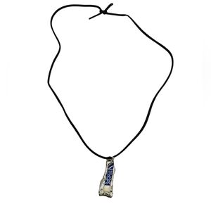 ​White Willow Broken China Shard Necklace Blue & White Pendant